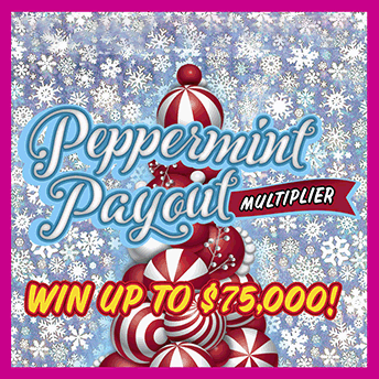 Peppermint Payout Multiplier scratch ticket from Kansas Lottery