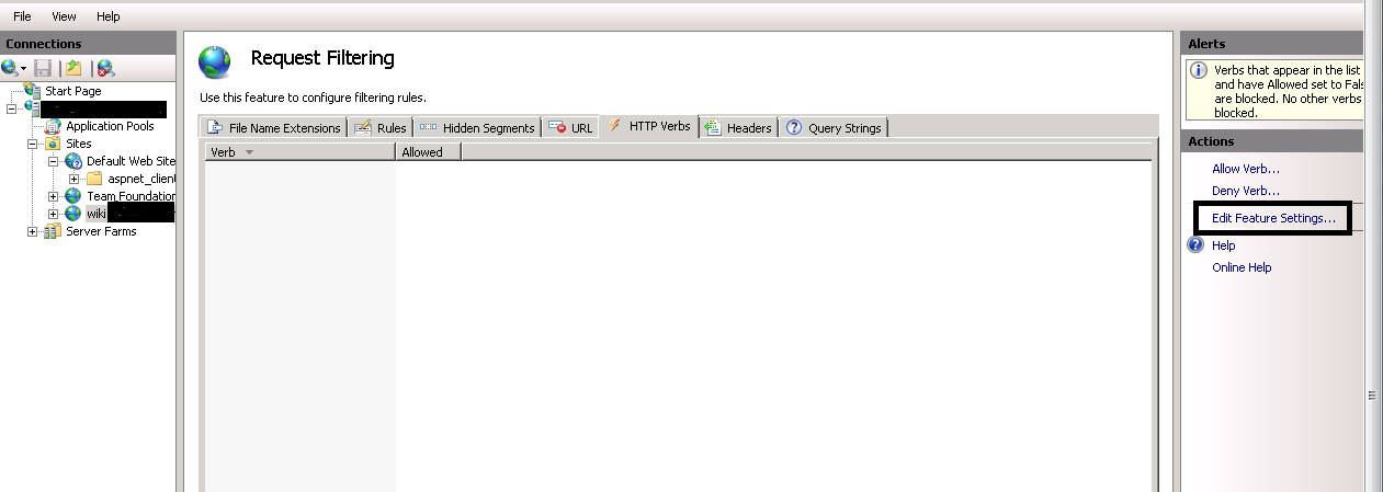 Edit Request Filtering in IIS